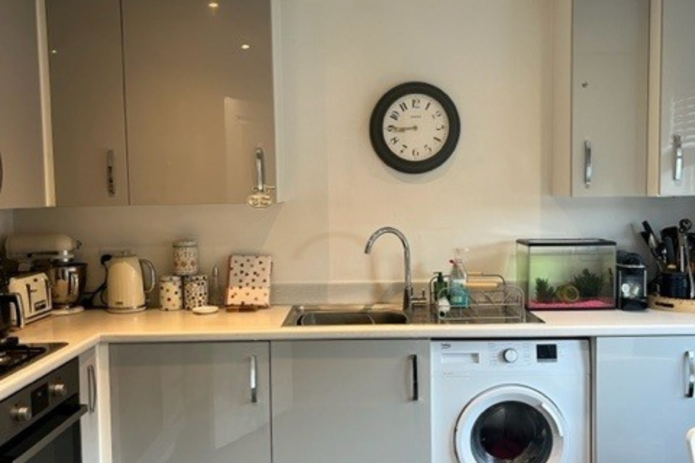 Kitchen with items on the worktops