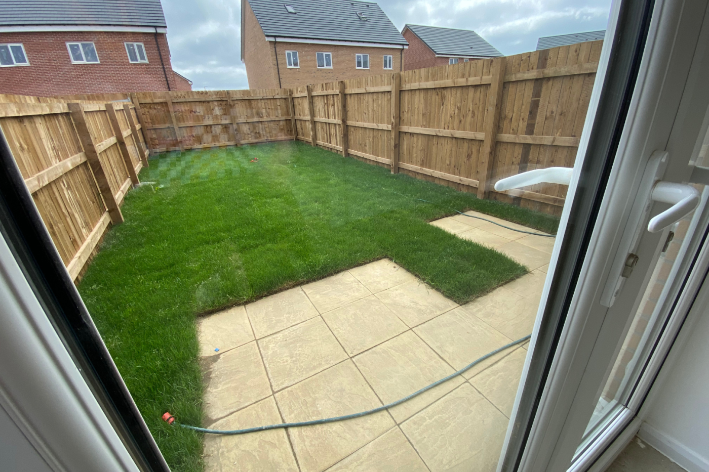 Rear garden through patio doors