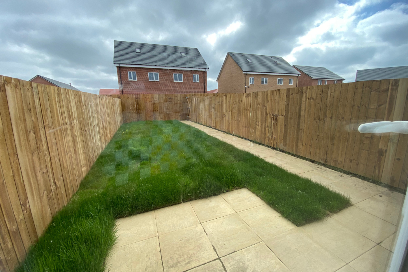 Rear garden through patio doors