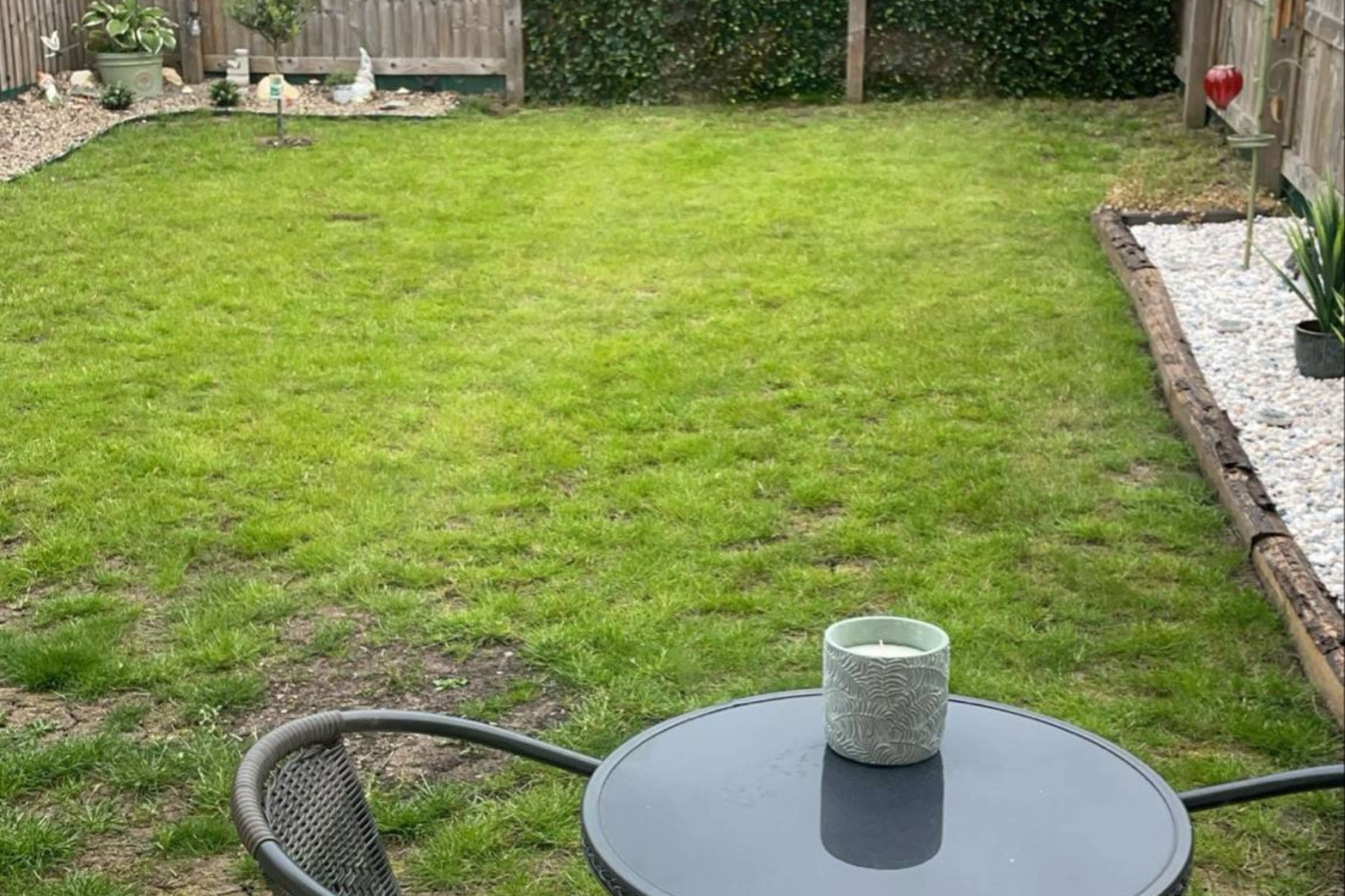 Table and chairs in a garden