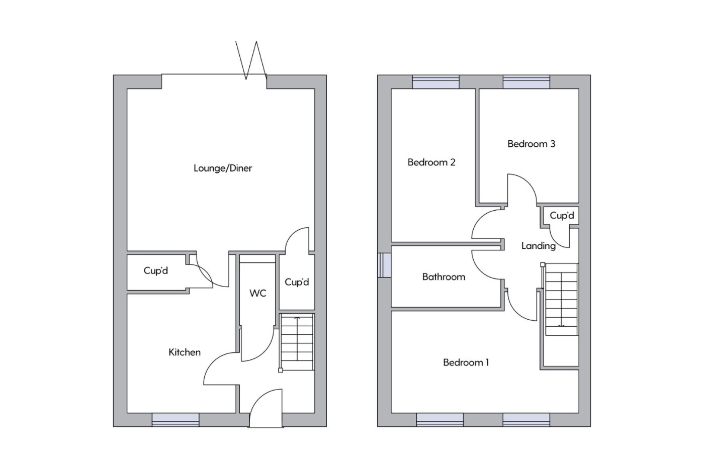 The rose floorplan of a ground and first floor semi detached house