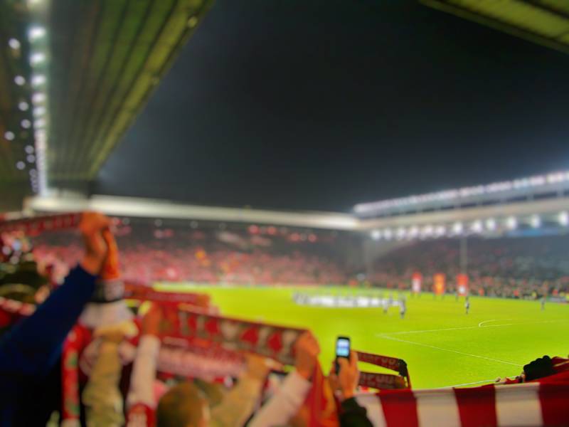 Inside of a football stadium