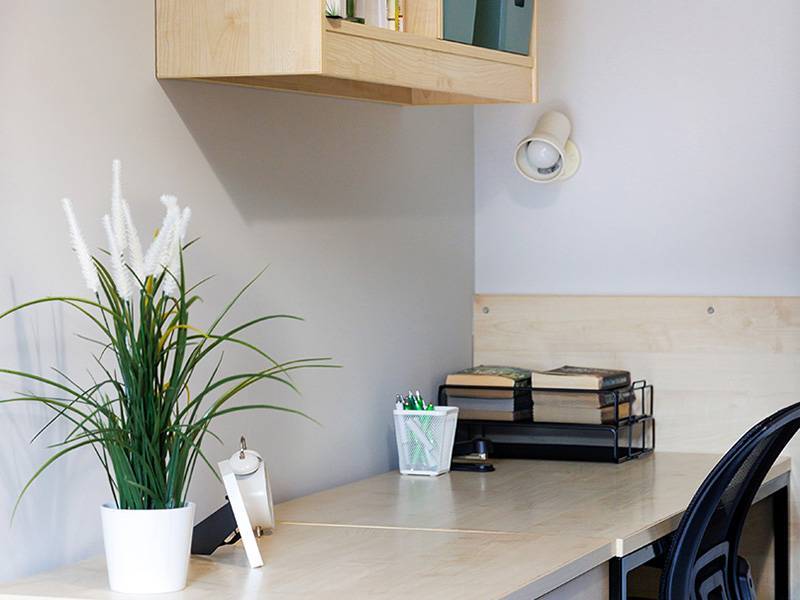 Student room view of desk