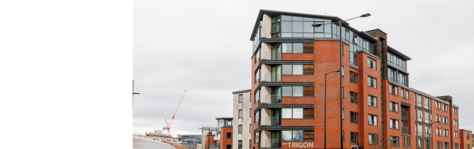 Outside the Trigon student accommodation