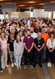A big group shot of people