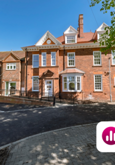 A photo of a large house with Acis Group logo and Inside Housing Development Awards logo