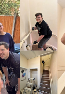 Workmen and women painting the reception area of an Acis Group property in Market Rasen