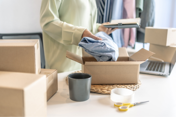 Person packing boxes