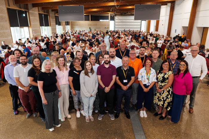 A big group shot of people