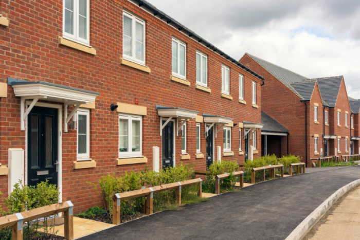 A street with houses on it.