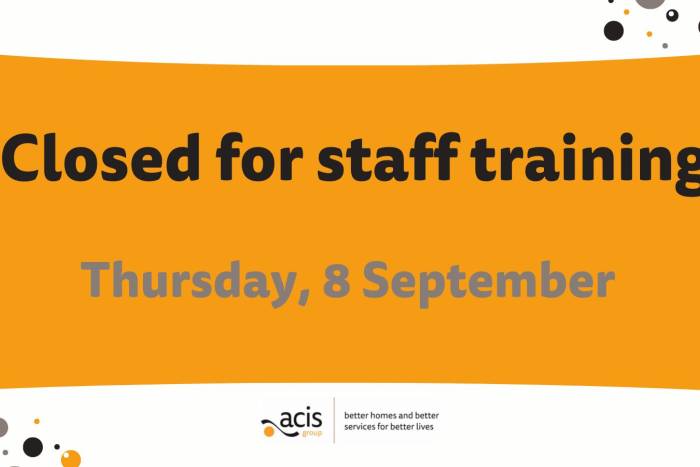 Graphic saying closed for staff training - Thursday, 18 Septmber
