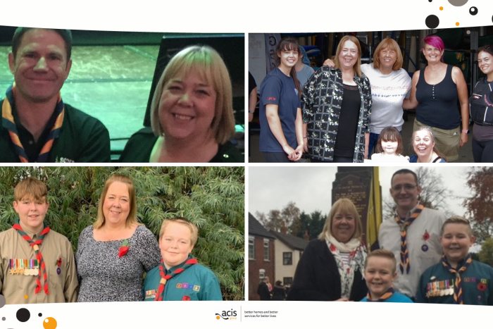 Images of groups of people smiling