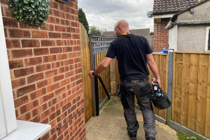 Engineer visiting a house.