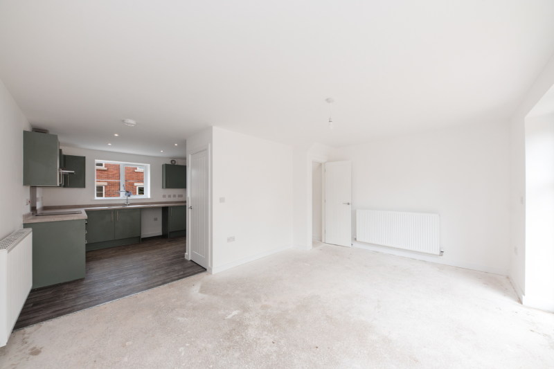 Open plan kitchen and living area
