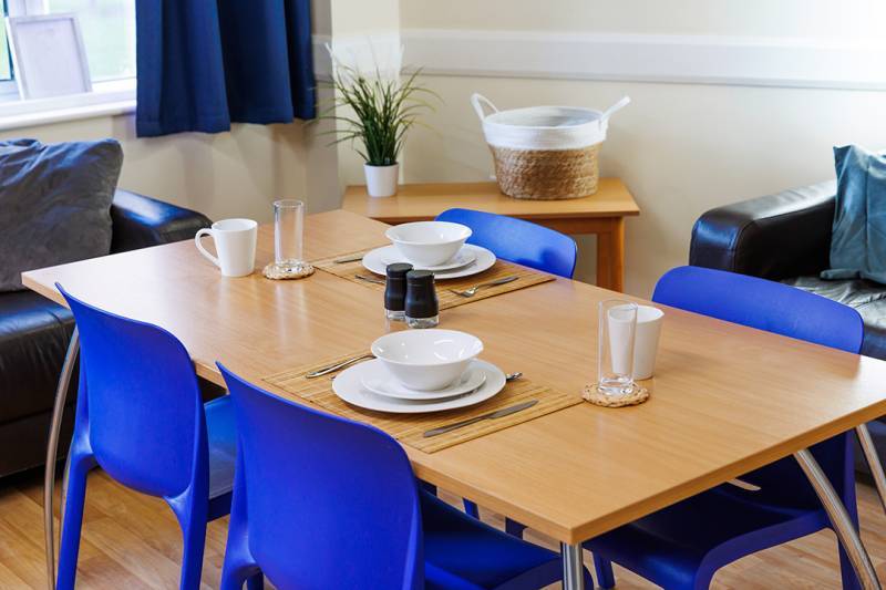 Shared dining area and sofa