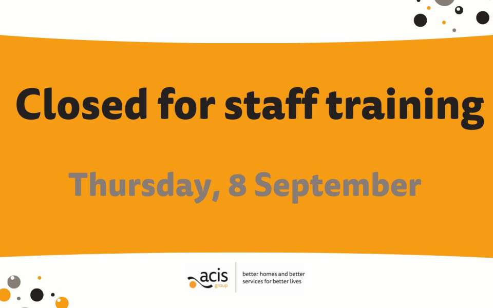 Graphic saying closed for staff training - Thursday, 18 Septmber