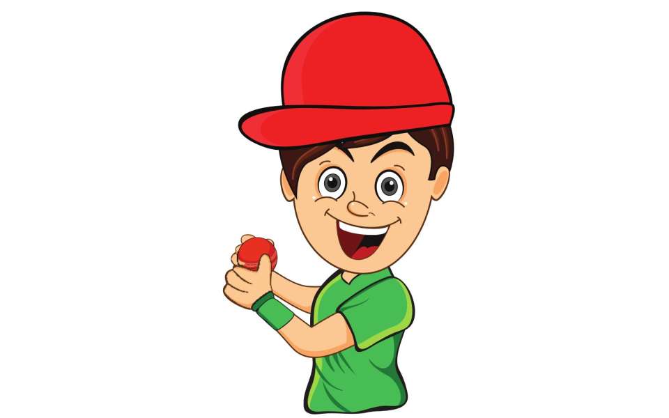 cartoon boy with cricket ball