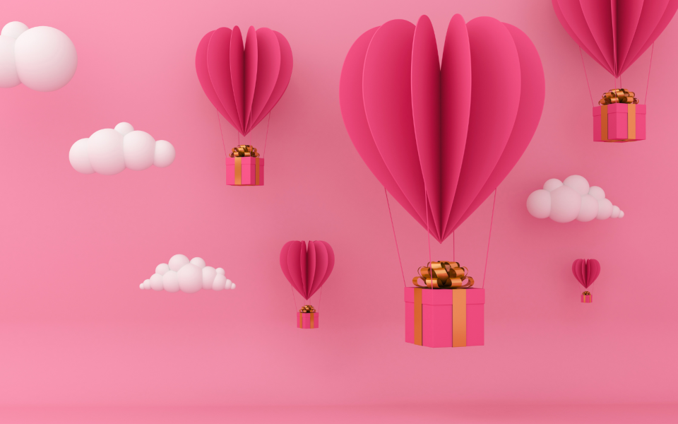 Pink papercraft hot air balloons
