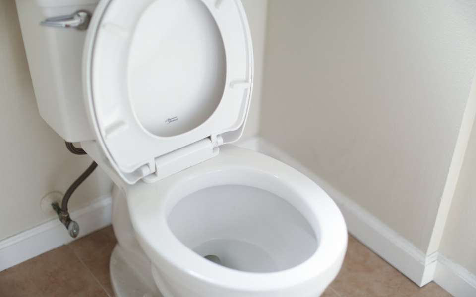 Toilet with lid open