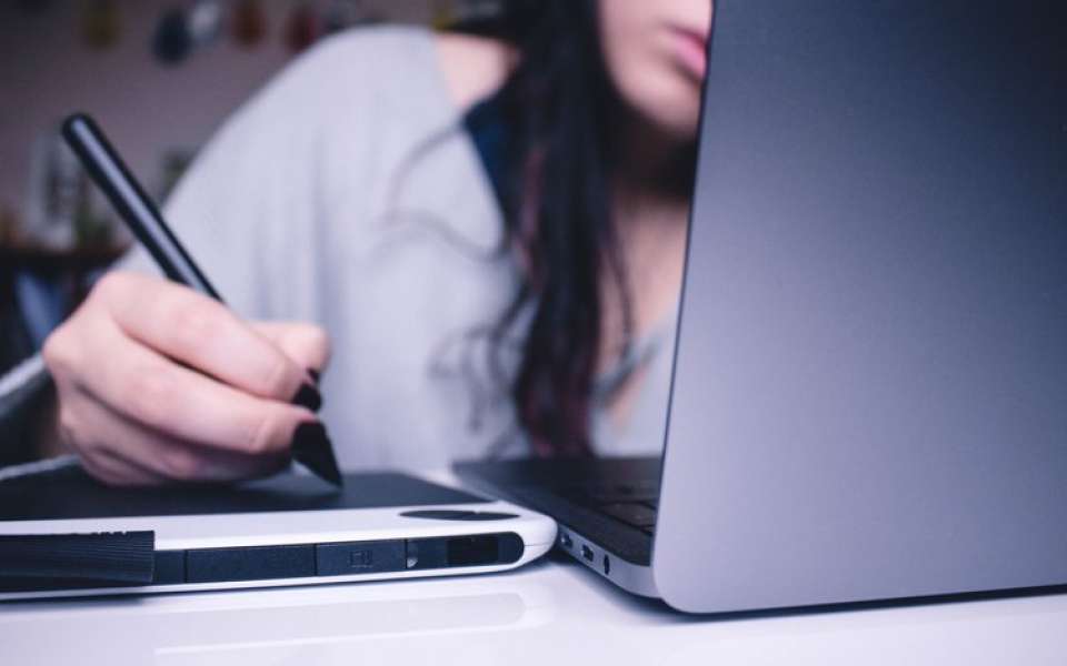 Lady working on laptop