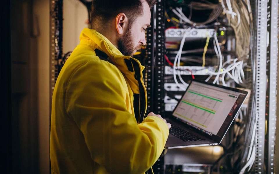 Man working on his Laptop