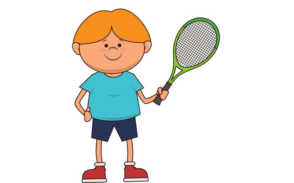 cartoon boy with a tennis racket