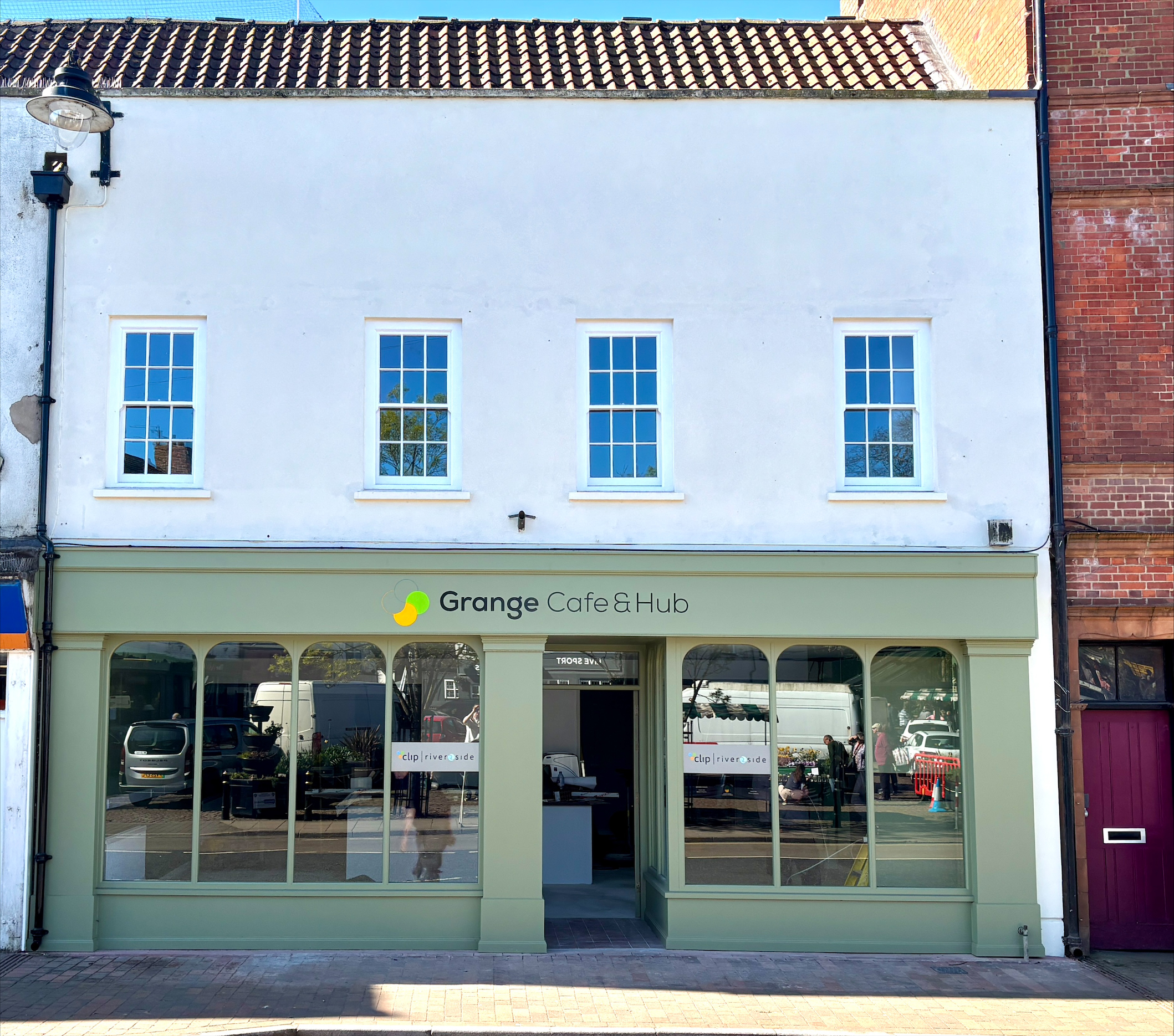 A freshly painted shop frontage